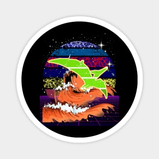 Pteranodon Dinosaur Paleontology Retro Synthwave Art Sunset Magnet